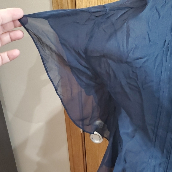 Diane Von Furstenberg Blue Ruffled Cap Sleeve Blouse - Picture 3 of 10